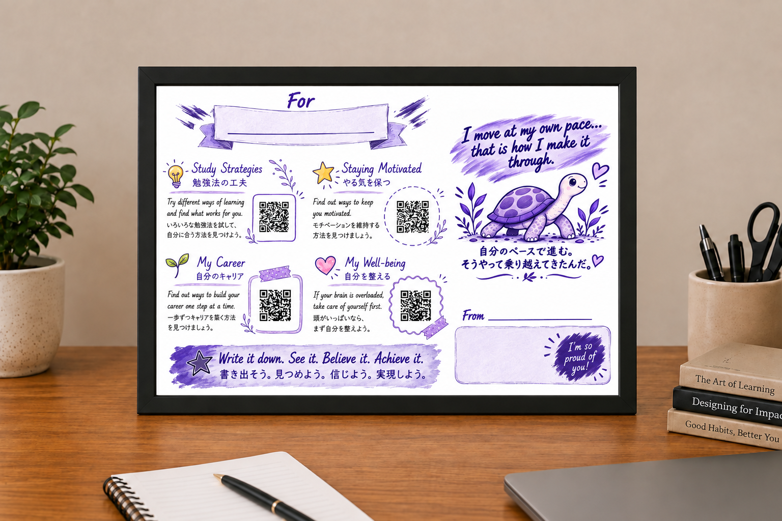 Study Smart Black Picture Frame with Glass Gift